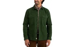 Duck Head Long Sleeve Slater Moleskin Overshirt In Pine Green Print