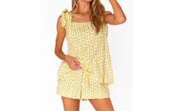Show Me Your Mumu Britt Bow Pajama Set In Limoncello