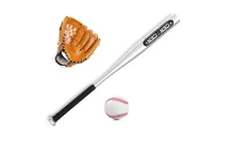 Baseball Balls Set Baseball Bat&plus;Baseball&plus;Baseball Gloves 25in Aluminum Alloy Baseball Bat 10&period;5in PVC Baseball Glove Baseball Kit for Youth Kids