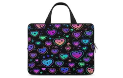 Cute Colorful Pattern with Hearts Laptop Bag Women Man 10 12 13 15 17 Inch Office Notebook Travel Computer Handbag Waterproof Bag Notebook Cover