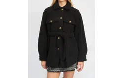 En Saison Boucle Shacket In Black