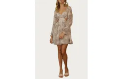 Endless Blu&period; Cutout Chiffon Babydoll Mini Dress In Cream&sol;black