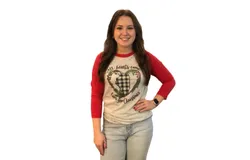 Luckybird Clothing Company All Hearts Come Home For Christmas Raglan Tee In Red