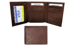 Wallet Leather Tri-Fold Brown
