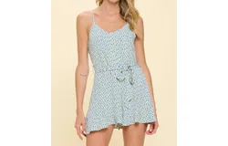 Meet Me In Santorini Sophia Romper In Blue Ikat Print