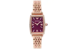 Reloj Emporio Armani Mujer &vert; Coleccion Gianni T-Bar &vert; Modelo Ar11488 &vert; Caja Rectangular &vert; Ø 26mm Acero inoxidable &vert; Cierre Desplegable &vert; Movimiento Cuarzo &vert; Dial Vino &vert; Cristal Mineral &vert; Correa Acero inoxidable Oro rosa &vert; 30m &sol; 3 ATM &vert; Línea Clásico