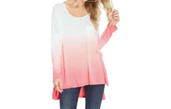 She &plus; Sky Ombre Dip Dye Pocket Top In Coral