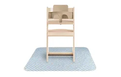 Baby Splat Mat 42&period;5x42&period;5 Inch &lpar;Blue Check&rpar; &vert; Water Resistant for Under High Chair and Infant Play