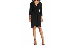 Eliza J Wrap Front Tulip Hem Cocktail Dress In Black
