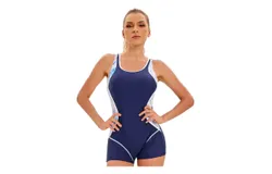 Traje De Baño Deportivo Mujer Completo Dama Bañadores Bikini Azul