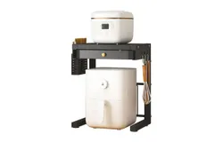 Kitchen Small Appliance Shelf Countertop Over Stove Storage Double Shelf Extra High Pull Out Design Suitable for Air Fryer Rice Cooker and Other Small Appliances-black