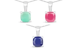 3&period;00 Carat Genuine Emerald&comma; Glass Filled Ruby & Glass Filled Sapphire &period;925 Sterling Silver Pendant