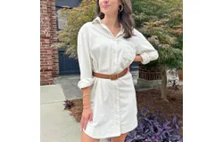 Hartford Revol Corduroy Dress In Cream