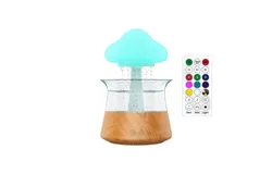 Cloud Humidifier Rain Water Drip Diffuser Humidifier with Remote Waterfall Lamp Mushroom Humidifier Rain Sounds White Noise Humidifier Air Humidifiers for Bedroom Desk&comma;Wood