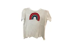 Love Daisy Emroidered Rainbox Tee Top In White