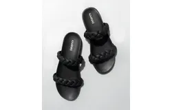 Kaanas Coco Chunky Braided Pool Slide In Black