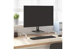 Monitor Stand White 31&period;5"x13&period;8"x3&period;1" Tempered Glass and Metal