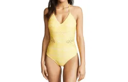 Shoshanna Palm Springs Sheer Panel One Piece Swimsuit In Yellow