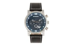 Breed Ryker Chronograph Leather-Band Watch w&sol;Date - Black&sol;Blue