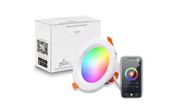 Smart LED Ceiling Alexa Downlight&comma; 12W 4 Inch Bluetooth RGB Color Changing Spotlight&comma; Voice and App Control&comma; Dimmable Recessed Ceiling Light Cool White&comma; for Living Room Bedroom Kitchen&comma; 1 Pack