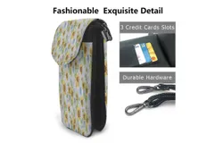 Watercolor Sunflower Background Sunflower Pu Leather Crossbody Phone Bag Card Slots Flip Phone Purse With Adjustable Strap 7&period;6x4&period;9inch
