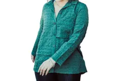 Habitat Pucker Weave Lapped Tunic Shirt In Forest
