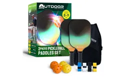 Outdoor Cruiser Pickleball Paddle Set – USAPA Approved&comma; Premium Fiberglass Paddles with Lightweight Shock-Absorbing Grip&comma; Includes 2 Rackets&comma; 4 Balls&comma; Grip Tapes&comma; and Sling Carry Bag