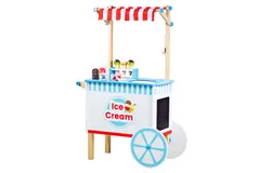 Bigjigs Toys Carrito de helados de madera&comma; el juego incluye helados&comma; piruletas y más&comma; juego de simulación&comma; juego de roles