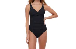 Profile By Gottex V-Neck Cross Over Surplice One Piece Swimsuit In Pro Tutti Frutti Black