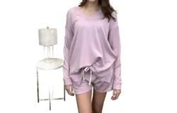 Thread & Supply Chase The Stars Casual V-Neck Long Sleeve Top In Pink
