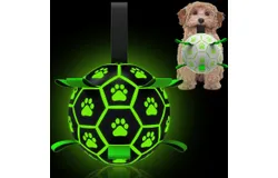 Dog Ball&comma; Glow in The Dark Dog Toys&comma; Light Up Ball for Dogs&comma; Outdoor Dog Soccer Ball with Straps&comma; Puppy Birthday Gifts for Small & Medium Dogs &lpar;6 Inch&rpar;