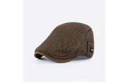 Men&apos;s Adjustable Newsboy Hat Beret Hat -Brown