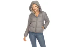 Women&apos;s Full Front Zip Hooded Bomber Puffer Jacket