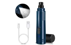 Dog Nail Grinder Upgraded - Professional 2-Speed Electric Rechargeable Pet Nail Trimmer Painless Paws Grooming & Smoothing for Small Medium Large Dogs & Cats &lpar;Dark Blue&rpar;&plus;LED