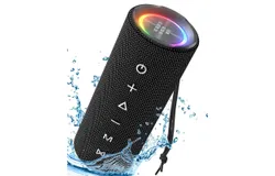 Tronsmart Mirtune C2 Portable Bluetooth Speakers&comma;360°Surround Sound 24W HD Sound and Deep Bass&comma; IPX7 Waterproof&comma; 24H Playtime&comma; LED Lights&comma; Stereo Pairing with TF&sol;AUX for Outdoor&comma; Home&comma; Party &lpar;Black&rpar;