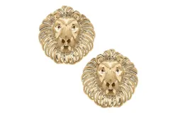 Canvas Style Women&apos;s Louise Lion Head Stud Earrings In Worn Gold