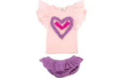 Oh Baby&excl; Girl&apos;s Ruffle Terry Heart Tee Skirted Tushie Set In Orchid