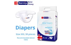 Beer honey beermiyu baby diaper cotton soft breathable diapers ultra-thin baby pull-ups for men and women Multiple sizes to choose from-5D model XXL code 38 pieces