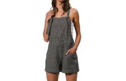 Bibi Pinstriped Overalls In Black