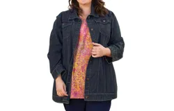 On The Plus Side Premium Long Sleeve Rydel Denim Jacket - Plus Size In Dark Wash Denim