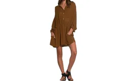 Elan Tunic Dress In Brown
