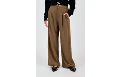 Sadie & Sage Silent Streets Wide Leg Pleated Pant In Olive Brown