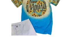Leopard Bluebonnet Women&apos;s Mama Bleached Tee In Blue
