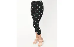 Unique Vintage Strawberry Print Darienne Capris In Black