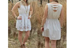 Blu Pepper Elastic Dress In Ivory
