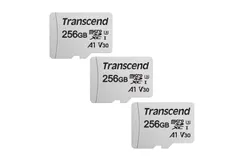 3x Transcend 256GB 300S UHS-I microSDXC Memory Card with SD Adapter