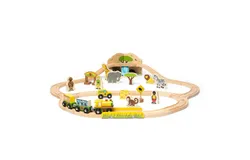 Bigjigs Rail Juego de tren safari de madera - 38 piezas