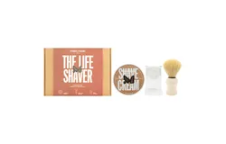 The Life Shaver Essential Shaving Kit - Sandalwood by Men Rock for Men - 3 Pc 3&period;5oz Shave Cream - Sandalwood&comma; Synthetic Shaving Brush&comma; Clear Drip Stand