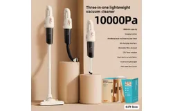Car Vacuum Cleaner Household Wireless Handheld Vacuum Cleaner Portable Big Suction Small Vacuum Cleaner Suitable for home&comma; car&comma; office-S681 &lbrack;Electroplated Cream Color&rsqb; 3-in-1