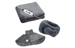 Ultimate Cozy Comfort & Relaxation Bundle – Heated Blanket&comma; Neck & Shoulder Heating Pad&comma; and Massaging Wrap